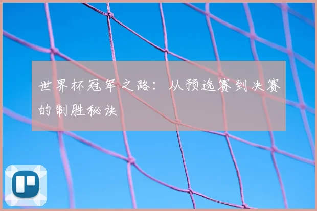 世界杯冠军之路:从预选赛到决赛的制胜秘诀